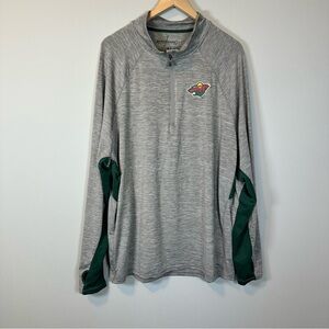 Minnesota Wild 47 Forward Gray Long Sleeve Quarter Zip Top Lightweight Active